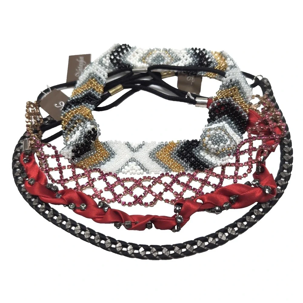 NEW Lot Of 4 Embellished Headbands 3 Natasha 1 BP Rhinestones Beads NWT